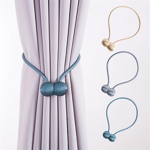 

2 Pcs Tiebacks Curtain Accessories Window Treatments Creative Cowstring Bead Magnet Fastener Magnetic Fastener Binding Rope Simple