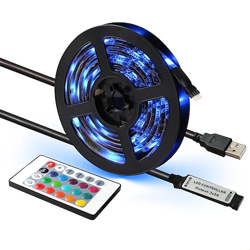 

1set LED Strip RGB Waterproof USB 5V 24 keys Remote Ribbon Led Stripe RGB TV Backlight 1M 2M 3M 4M 5M Flexible Led Strip Lights