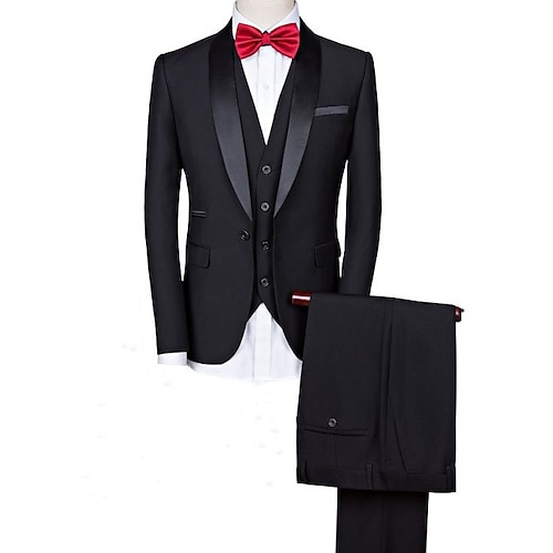 

Custom Tuxedos Wedding Special Occasion Event Party Shawl Collar Black Blend