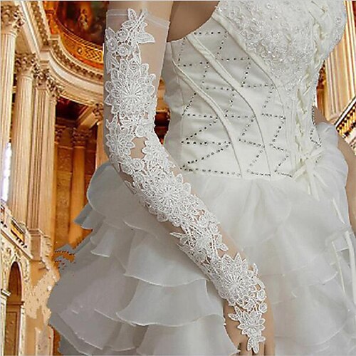 

Nylon Opera Length Glove Lace / Gloves With Trim Wedding / Party Glove