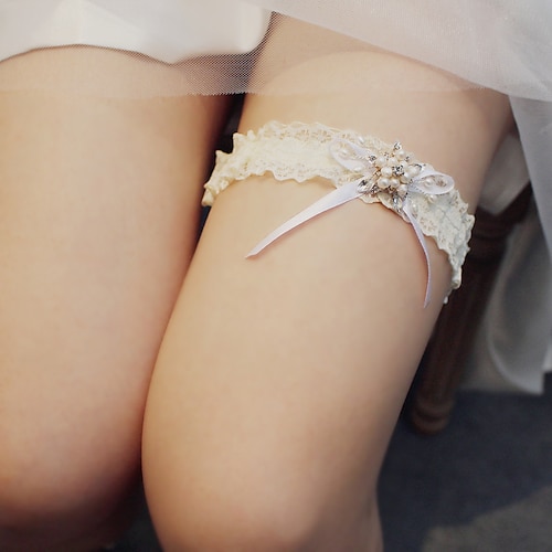 

Lace Wedding / Simple Style Wedding Garter With Lace / Flower Garters Wedding Party