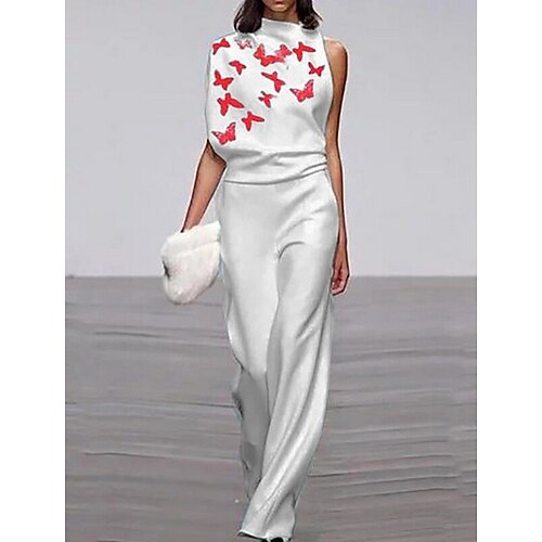 

Women's Jumpsuit Geometric Straight Regular Fit Light Blue White Black S M L