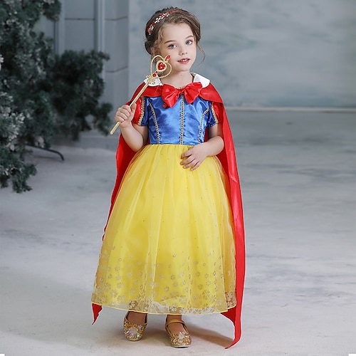 

Snow White Princess Fairytale Dress Cosplay Costume Party Costume Girls' Movie Cosplay A-Line Slip Dresses Mesh Yellow Dress Christmas Carnival Children's Day Tulle Polyster