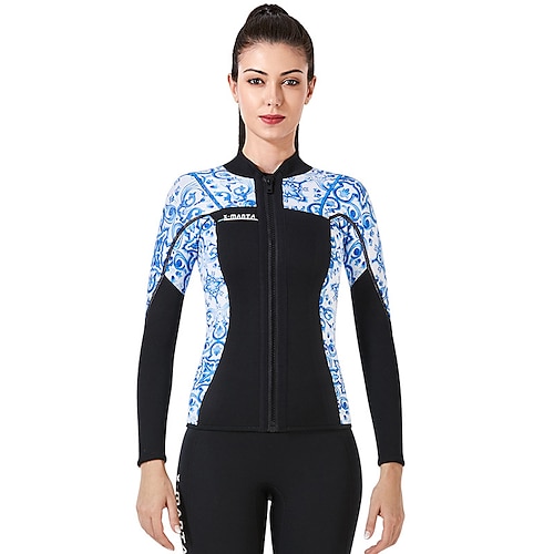 

Dive&Sail Women's Wetsuit Jacket 3mm SCR Neoprene Top Thermal Warm Anatomic Design Quick Dry High Elasticity Long Sleeve Back Zip - Swimming Diving Surfing Patchwork Autumn / Fall Winter Spring