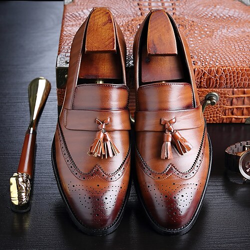 

Men's Loafers & Slip-Ons Leather Shoes Tassel Loafers Bullock Shoes Business Casual Daily Office & Career Leather Black Red Yellow Fall Winter Spring