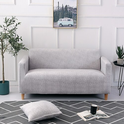 

Stretch Sofa Cover Slipcover Elastic Sectional Couch Armchair Loveseat 4 Or 3 Seater L Shape Grey Geometric Soft Durable Washable