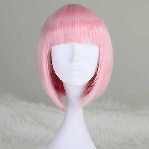 

Pink Wigs for Women Cosplay Costume Wig Synthetic Wig Cosplay Wig Straight Kardashian Straight Bob with Bangs Wig Pink Short Medium Length Pink Synthetic Hair Women's Pink ChristmasPartyWigs