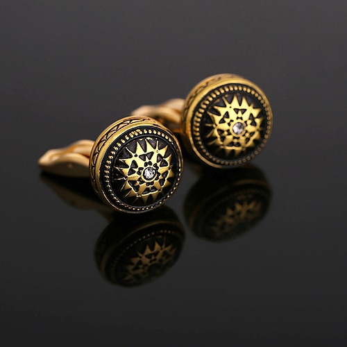 

Men's Fashion Cufflinks Golden Geometric For Gift