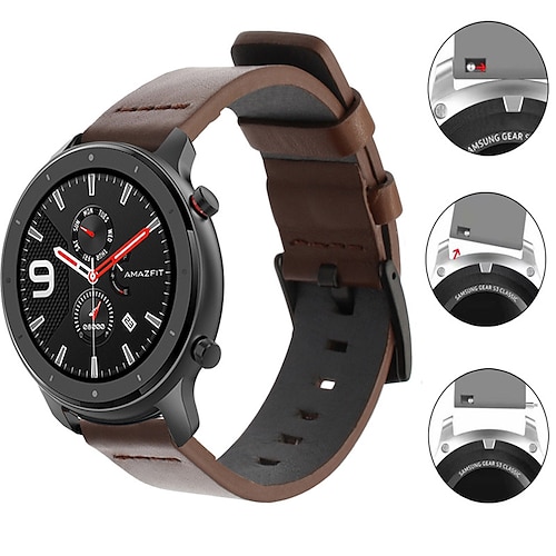 

Luxury Leather Watch Band For Huami Amazfit GTR 47mm / Amazfit Stratos 3 / GTR 42mm / GTS / Bip Lite / Pace Watch / Stratos 2 2S Replaceable Bracelet Wrist Strap Wristband