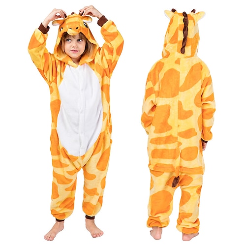 

Kid's Kigurumi Pajamas Nightwear Camouflage Giraffe Animal Patchwork Onesie Pajamas Flannel Toison Cosplay For Boys and Girls Halloween Animal Sleepwear Cartoon Festival / Holiday Costumes / Stretchy
