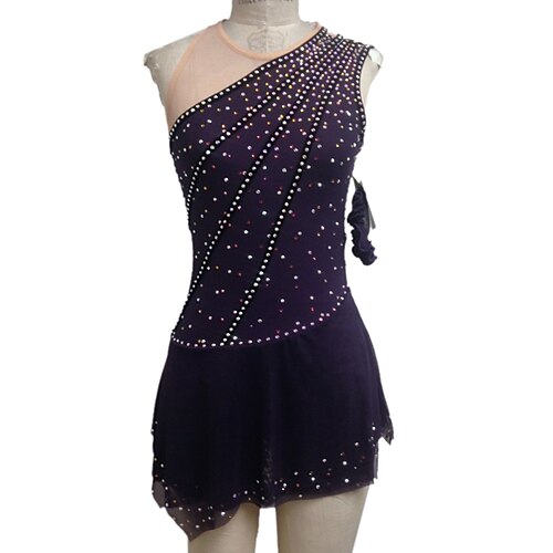 

Figure Skating Dress Women's Girls' Ice Skating Dress Outfits Black Spandex High Elasticity Training Competition Skating Wear Handmade Patchwork Crystal / Rhinestone Sleeveless Ice Skating Figure