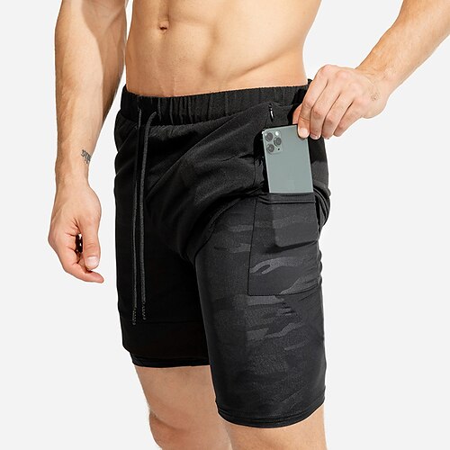 

Men's Running Shorts Compression Shorts Drawstring 2 in 1 Shorts Sports & Outdoor Athletic Breathable Quick Dry Soft Fitness Gym Workout Running Sportswear Activewear Color Block Black / Orange Black