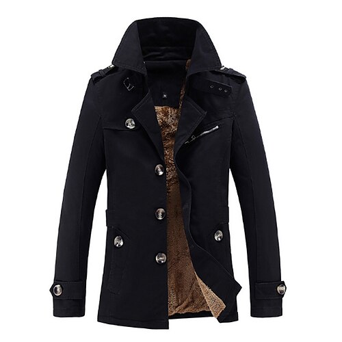 

Men's Trench Coat Daily Beach Fall Winter Regular Coat Slim Jacket Long Sleeve Solid Colored Black Blue Yellow