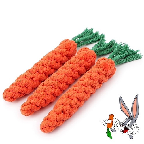 Pet Toys Carrots 3 PCS Puppy Teething Chew Toys,Dog Chew Toys Carrot Rope Toys,Cat Chew Toys,Safe Durable Braided Rabbit Carrot Toys Healthy Gift