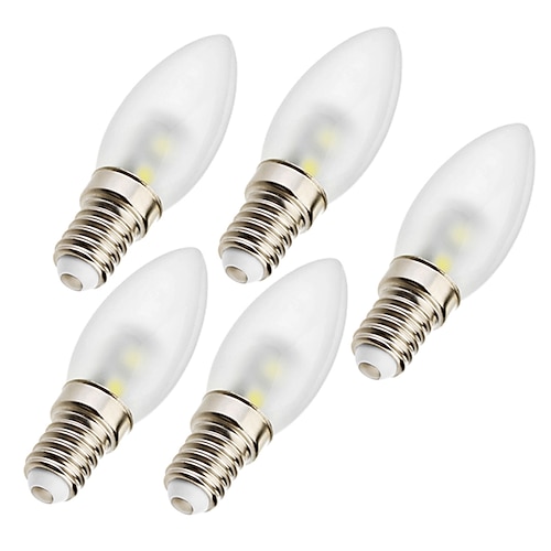 

5pcs 1W LED Candle Light Bulb 50lm E14 C35 7 LED Beads SMD 5050 White 10W Halogen Equivalent 180-240V