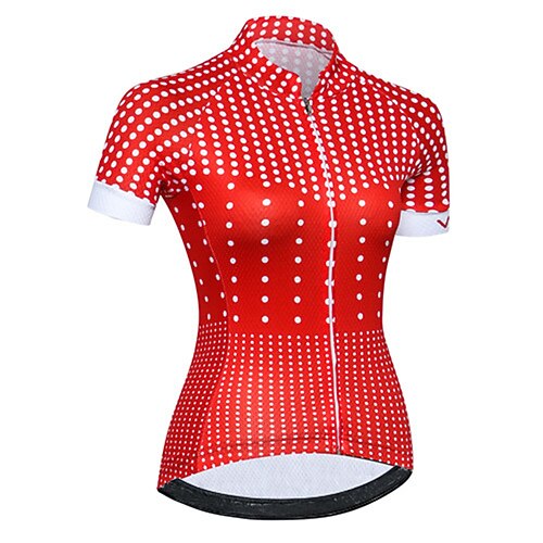 

21Grams Women's Cycling Jersey Short Sleeve Bike Jersey Top with 3 Rear Pockets Mountain Bike MTB Road Bike Cycling UV Resistant Breathable Quick Dry Back Pocket Red Polka Dot Polyester Spandex Sports