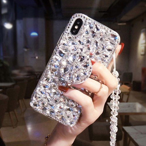 For iPhone 14 Pro Max Lanyard Glitter Epoxy Clear Phone Case
