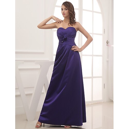 

Sheath / Column Evening Dresses Elegant Dress Engagement Floor Length Sleeveless Sweetheart Neckline Satin with Pleats Ruched 2022 / Formal Evening