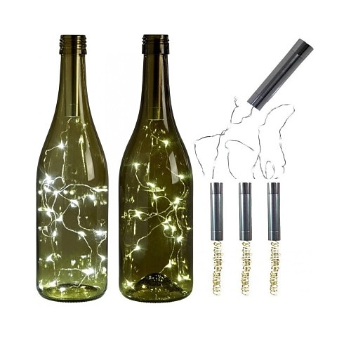 

3pcs AA Battery String Lights Silver LED Wine Bottle Lights Battery Powered Cork Shape Glass Bottle Stopper Lamp Christmas Garlands Decor