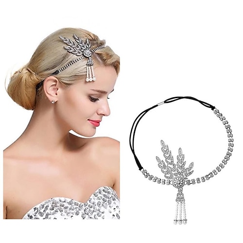 

Gatsby le magnifique Charleston 1920s Inspiré du vintage Gatsby le magnifique Bandeau Garçonne Femme Franges Costume Bijoux de Cheveux Vintage Cosplay Coiffure