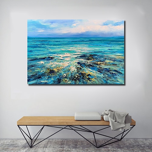 

Handmade Oil Painting Canvas Wall Art Decoration Seascape Blue Sky for Home Decor Rolled Frameless Unstretched Stretched Frame Hanging Painting