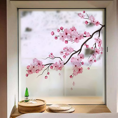 

Peach Window Film Stickers Decoration Matte / Floral / PVC Window Sticker / Door Sticker Wall Decor For Bedroom Living Room Office Kids Room 58X60cm