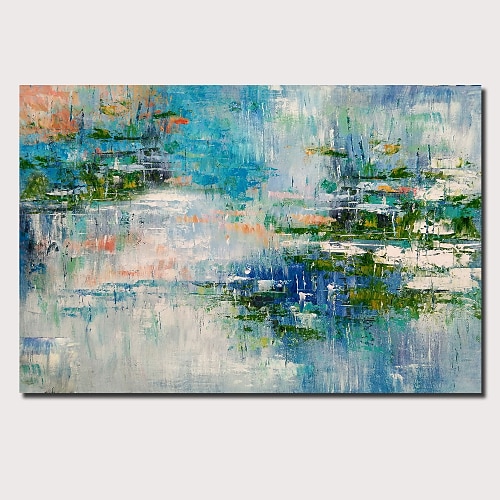 

Oil Painting Hand Painted Horizontal Panoramic Abstract Landscape Comtemporary Modern Stretched Canvas / Rolled Canvas