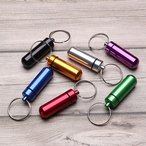 

3Pcs Mini Portable Travel Pill Case Waterproof Container Keychain Tools Capsule Bottles Key Ring Chain Pill Holder Medicine Boxes Random Color