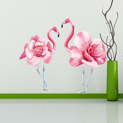 

Wall Stickers Interesting Flamingo DIY Removable Vinyl Flowers Vine Mural Decal Art Stikers For Living Room Wall Decoration 48X58cm