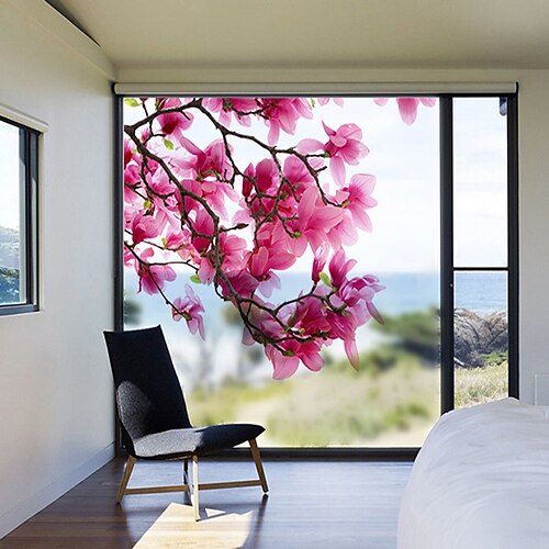 

Magnolia Flowers Pattern Matte Window Film Vinyl Removable Private Home Decor / Door Sticker / Window Sticker 58X60cm