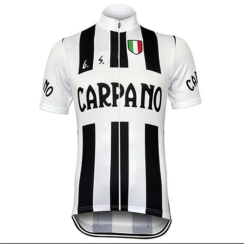 

21Grams Men's Cycling Jersey Short Sleeve Bike Jersey Top with 3 Rear Pockets Mountain Bike MTB Road Bike Cycling UV Resistant Breathable Quick Dry Back Pocket Black White Italy National Flag