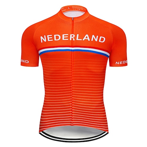 

21Grams Herren Kurzarm Fahrradtrikot Sommer Elasthan Polyester Orange Holländer Nationalflagge Fahhrad Trikot / Radtrikot Oberteile Bergradfahren Straßenradfahren UV-beständig Atmungsaktiv Rasche