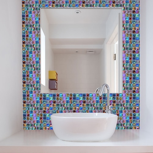 

Funlife 10X10cmX18pcs Mosaic Self-Adhesive Waterproof DIY Wall Art Home Kitchen Bedroom Bathroom kitchen Tile Sticker Wall Sticker 10X10cmX18pcs