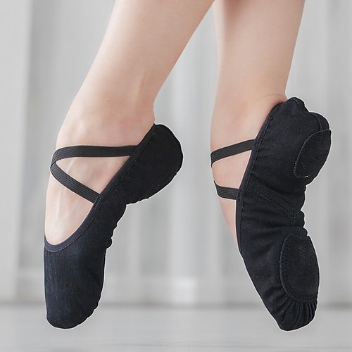 

Women's Ballet Shoes Training Flat Flat Heel Elastic Band Slip-on Camel Black Rosy Pink