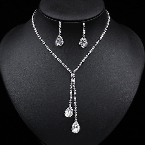 

1 set Jewelry Set Bridal Jewelry Sets For Women's Anniversary Party Evening Gift Rhinestone Alloy Tennis Chain Drop