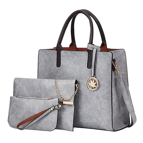 

Women's Bag Sets Handbags Bag Set PU Leather Polyester 3 Pcs Purse Set Solid Color Daily Office & Career Black Gray Pink Red