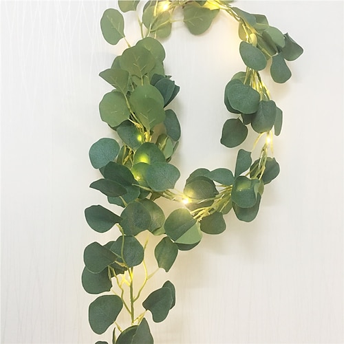 

2M Artificial Dark Green Eucalyptus Garland Fairy String Leaves Vine Fake Vines Rattan Artificial Plants Ivy Wreath Wall Decor Wedding Decoration