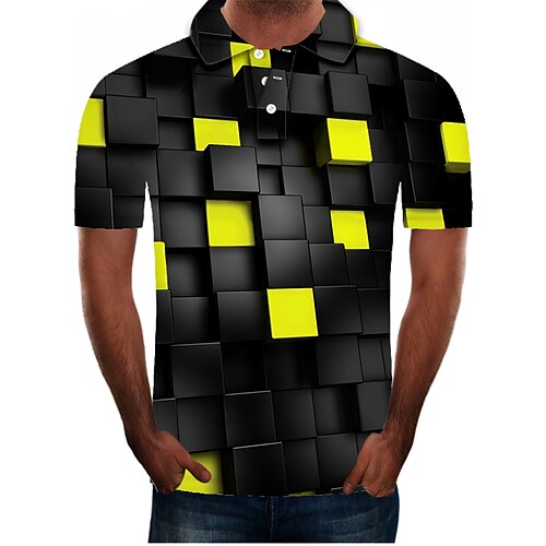 

Men's Collar Polo Shirt Golf Shirt Tennis Shirt Graphic 3D Collar Shirt Collar Black Plus Size Daily Going out Short Sleeve Clothing Apparel Streetwear Exaggerated