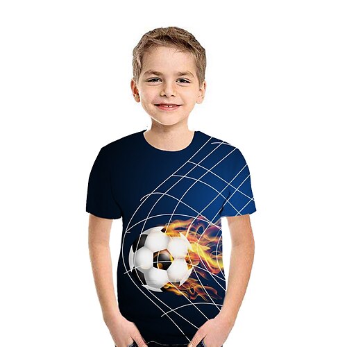 

Kids Boys New Year T shirt Geometric 3D Print Short Sleeve Active Summer Green Blue Purple