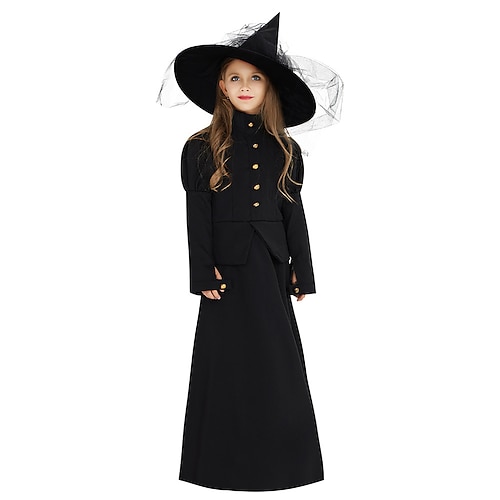 

Witch Outfits Party Costume Kid's Girls' Vacation Dress Halloween Halloween Festival / Holiday Polyster Black Easy Carnival Costumes / Petticoat / Hat / Headwear / Petticoat / Hat