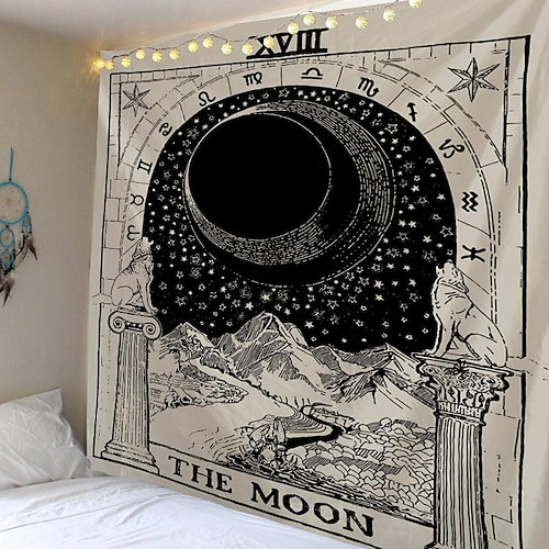 

Tarot Divination Wall Tapestry Art Decor Blanket Curtain Picnic Tablecloth Hanging Home Bedroom Living Room Dorm Decoration Mysterious Bohemian Moon Galaxy