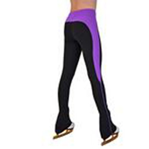 

Over The Boot Figure Skating Tights Women's Girls' Ice Skating Pants / Trousers Leggings Outfits Purple Spandex High Elasticity Training Skating Wear Handmade Patchwork Ice Skating Figure Skating