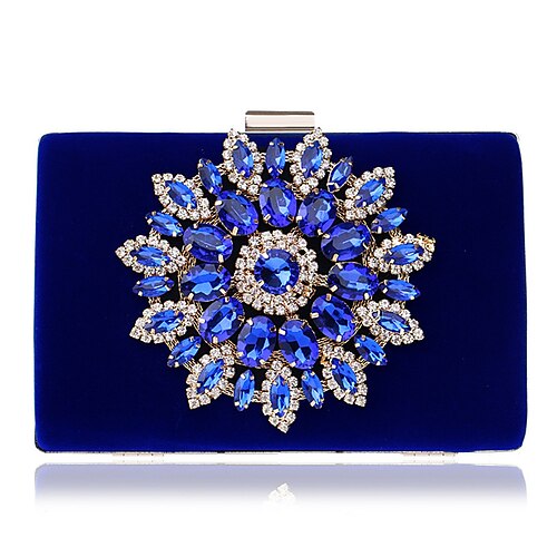 

Women's Wedding Bags Handbags Evening Bag Polyester Crystals Solid Color Floral Print Rhinestone Party Wedding Event / Party Blue Black Khaki Red / Fall & Winter