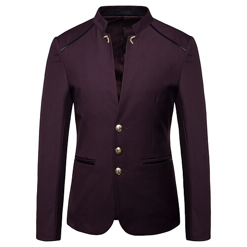 

Men's Blazer Skinny Solid Colored Black Wine Navy Blue 2022
