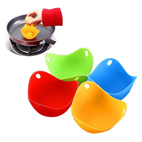 

4-Piece Set Silicone Egg Poacher Poaching Pods Egg Mold Bowl Rings Cooker Boiler Kitchen Cooking Accessories Pancake Maker