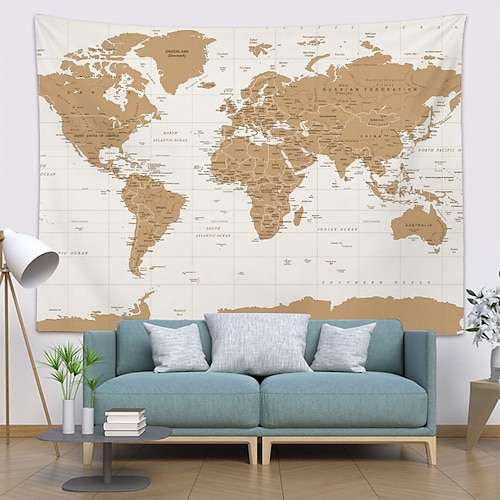 

5 sizes orld Map Pattern Wall Tapestry Wall Hanging Blanket Farmhouse DecorHome Decorations Machine A Imprimer Sur Tissu Shabby Chic