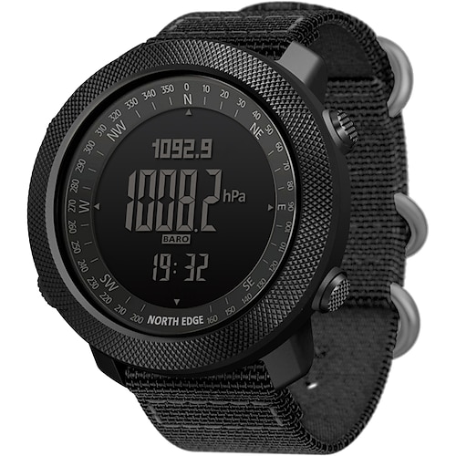 

NORTH EDGE Wrist Watch Military Digital Watch for Men Analog - Digital Sporty Casual Outdoor Waterproof Altimeter Alarm Clock Stainless Steel Polyester Band Compass Three Time Zones Stopwatch