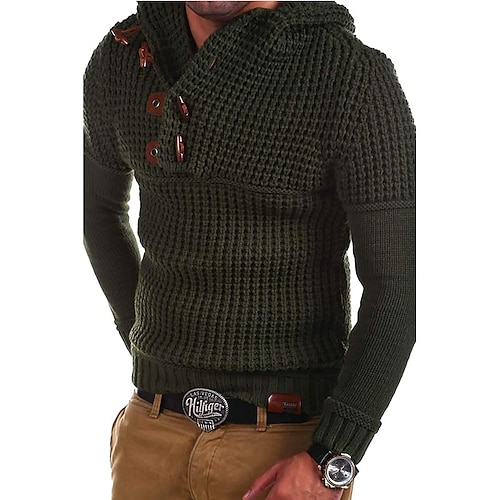

Men's Sweater Pullover Sweater Jumper Knit Solid Colored V Neck Clothing Apparel Winter Army Green Light gray L XL 2XL