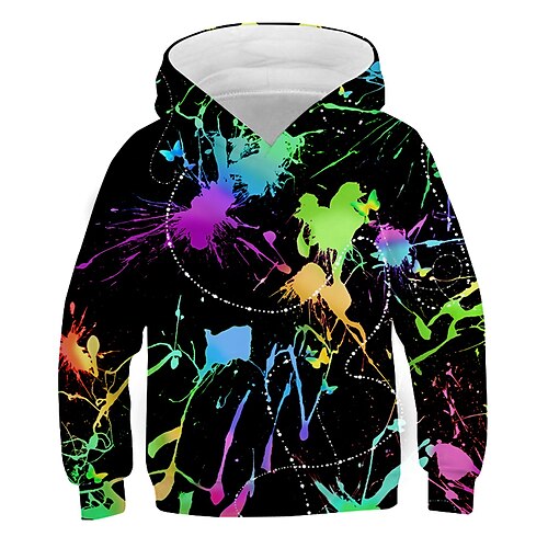 

Kids Boys New Year Hoodie School 3D Print Long Sleeve Active 3-13 Years Winter Rainbow