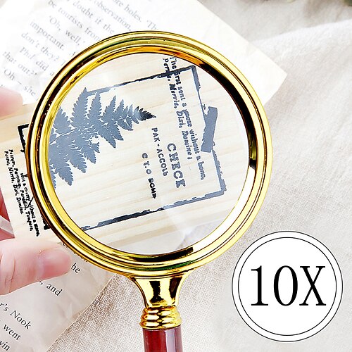 

Portable Handheld 10X Magnifying Glass 90mm Retro Handle Magnifier Eye Loupe Glass Mini Pocket Microscope Reading Magnifying Glass Lens Jewelry Loupe